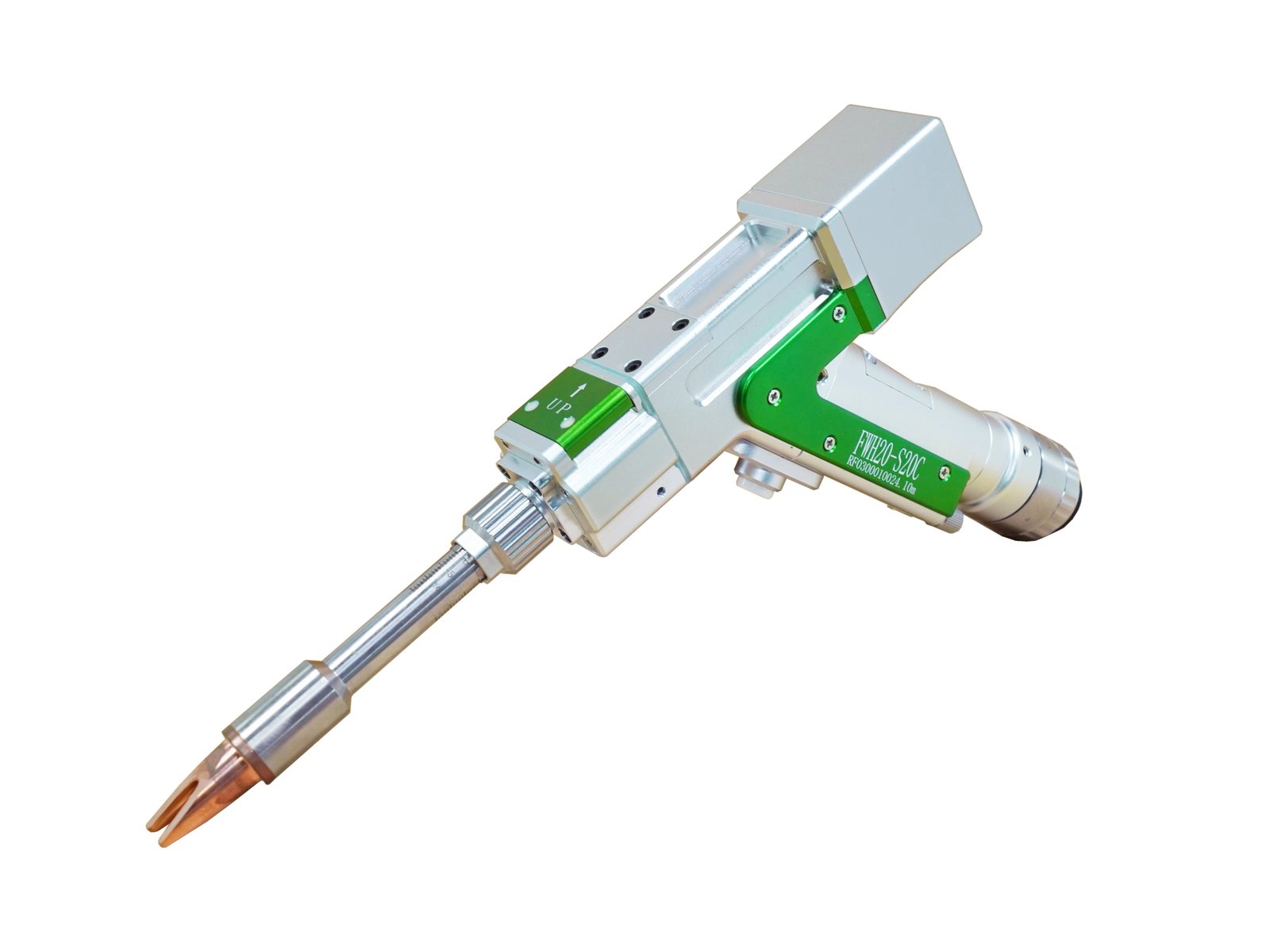 Handheld laser welding head for precision assembly work