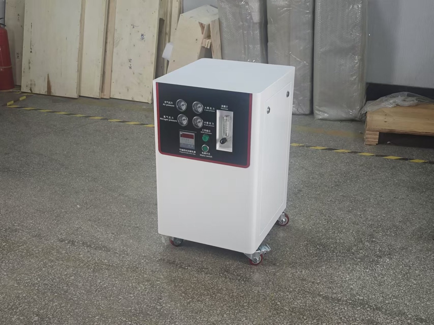 Nitrogen generation equipment connected to a laser production setup